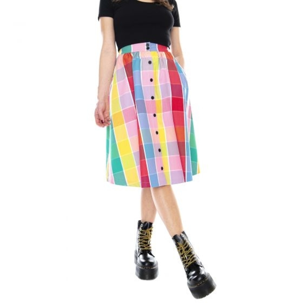 Colorful Plaid Shirt And Skirt Set - Picture 2 of 8
